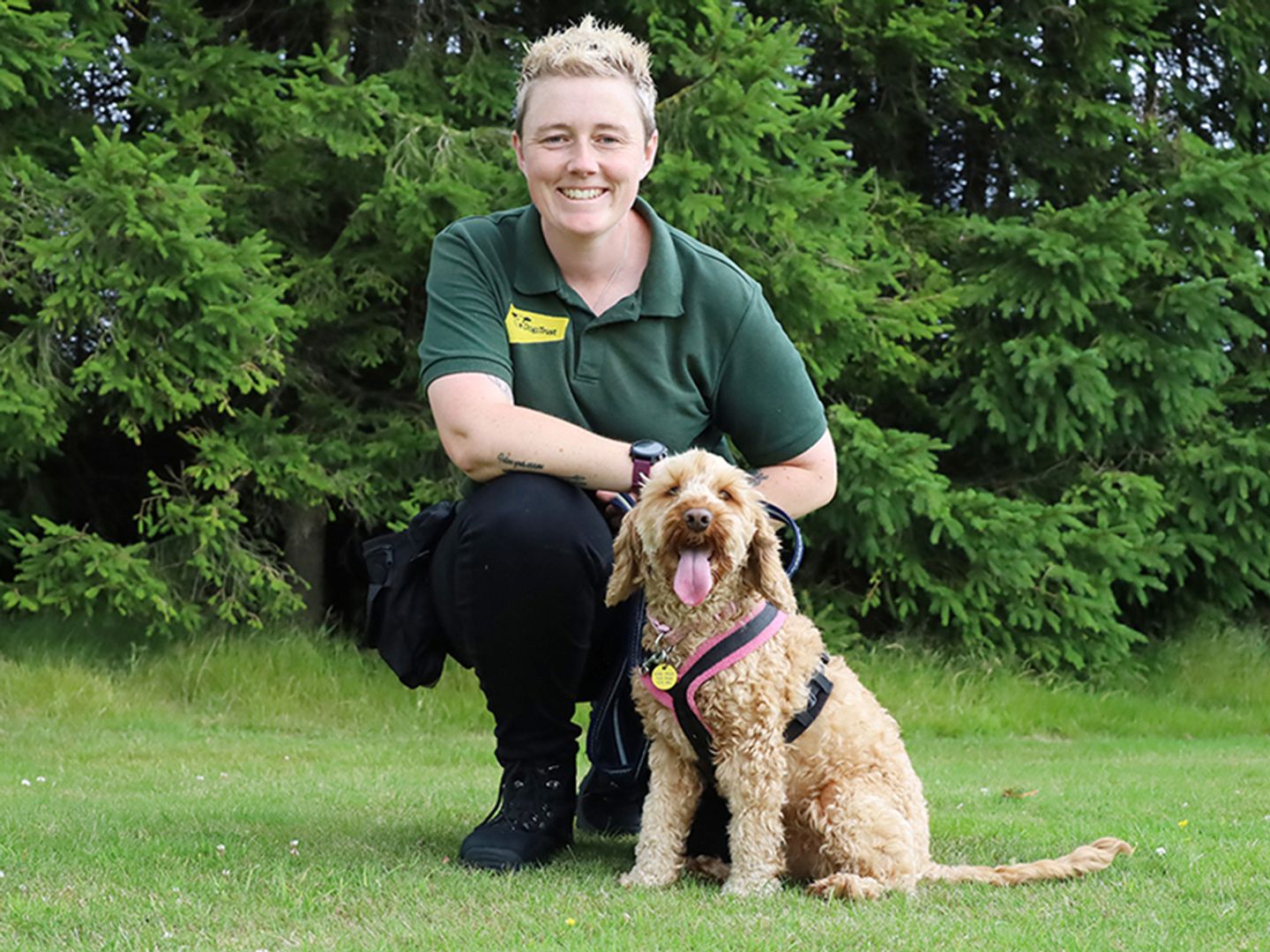 Rhubarb enjoying training with her Canine Carer