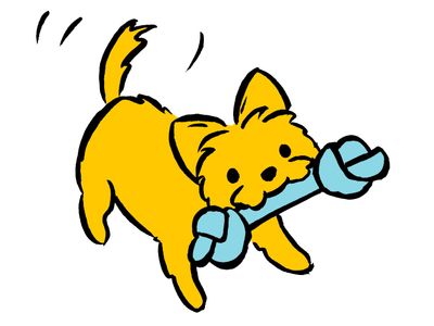 Illustration of dog playing with toy