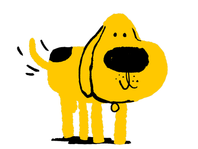 Illustration of a yellow beagle dog wagging its tail